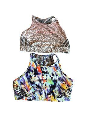 Peloton Two Colorful Sports Bras Workout Athletic Athleisure Size Medium Women's